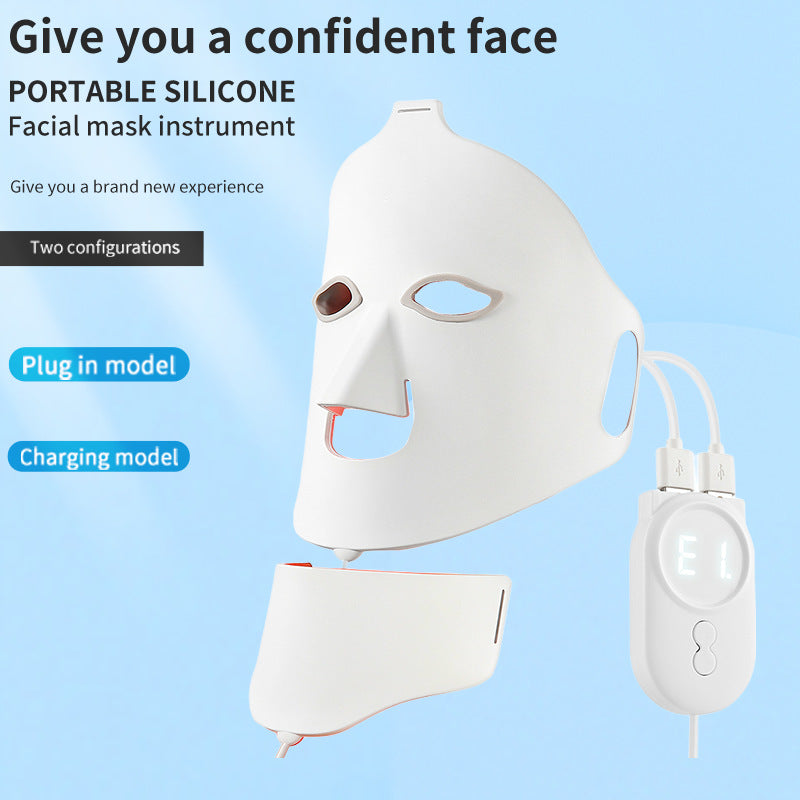 Masque Facial LED Photothérapie – Lumière Rouge & Bleue Anti-âge