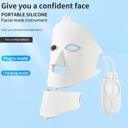 Masque Facial LED Photothérapie – Lumière Rouge & Bleue Anti-âge