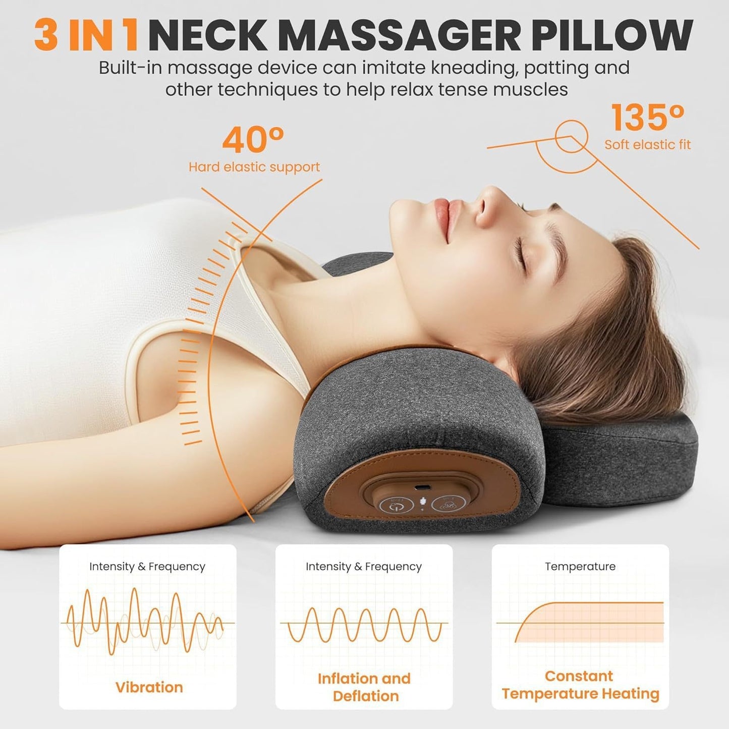 Oreiller Cervical avec Thérapie Chaleur & Massage